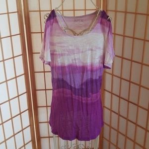 Apt. 9 Purple White Tie Dye Tee Shirt